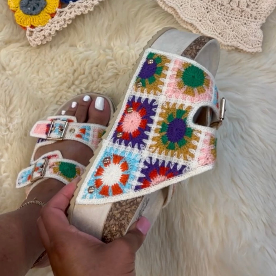 KIOWA Beige Ivory Multi Crochet