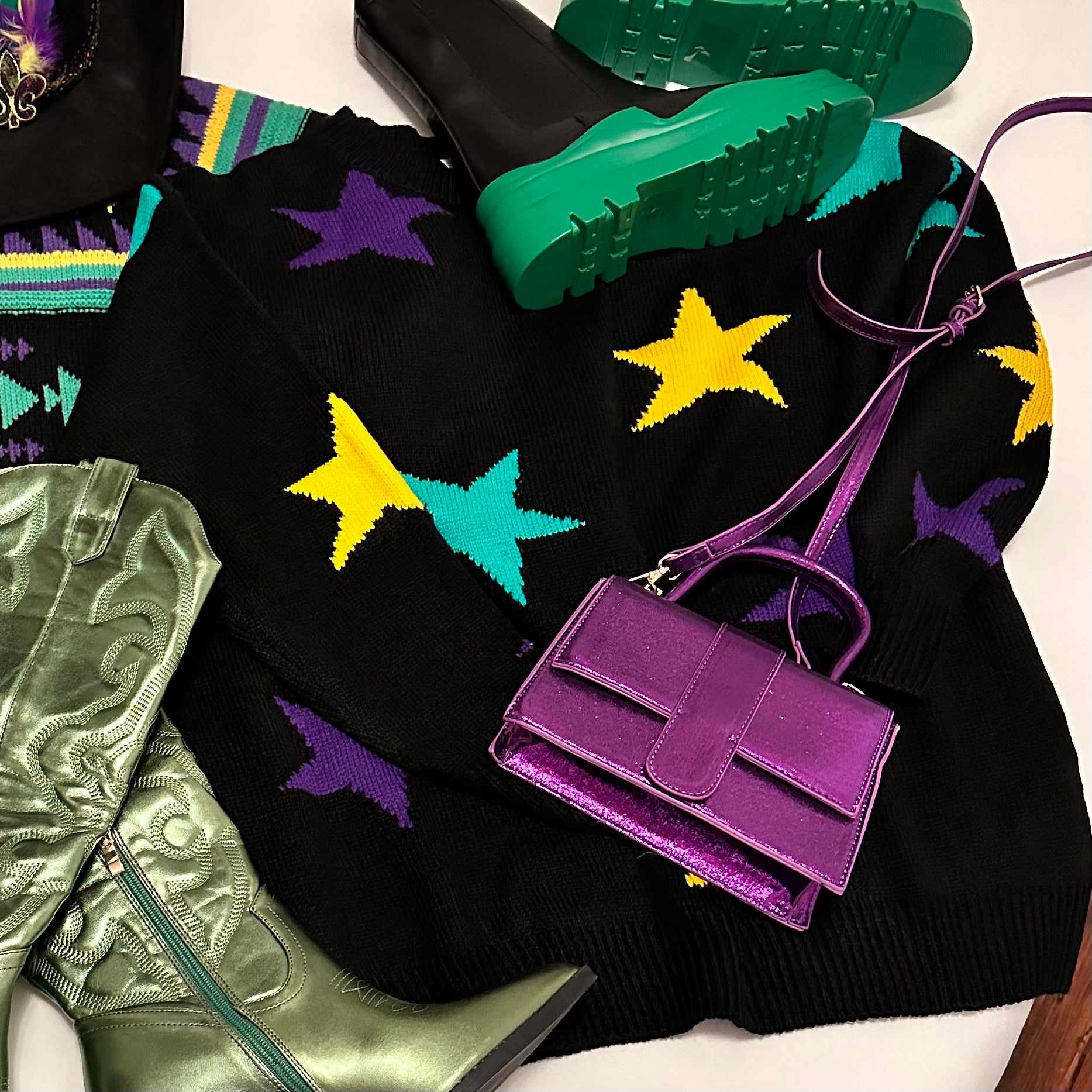 STARS MARDI GRAS SWEATER/VT81357 Black Multi - ShoeNami