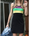 SLEEVELESS STRIPED MARDI GRAS DRESS Black Multi - ShoeNami
