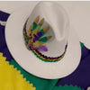 FEATHER WIDE BRIM MARDI GRAS HAT White - ShoeNami