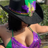 BLACK FEATHER COWBOY MARDI GRAS HAT - ShoeNami