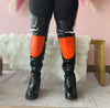 NORRIS-1 Orange/Black Faux Leather Over Knee Moto Boot - Motorcycle Styling Detail