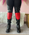 NORRIS-1 Red/Black Faux Leather Over Knee Moto Boot - Motorcycle Styling Detail