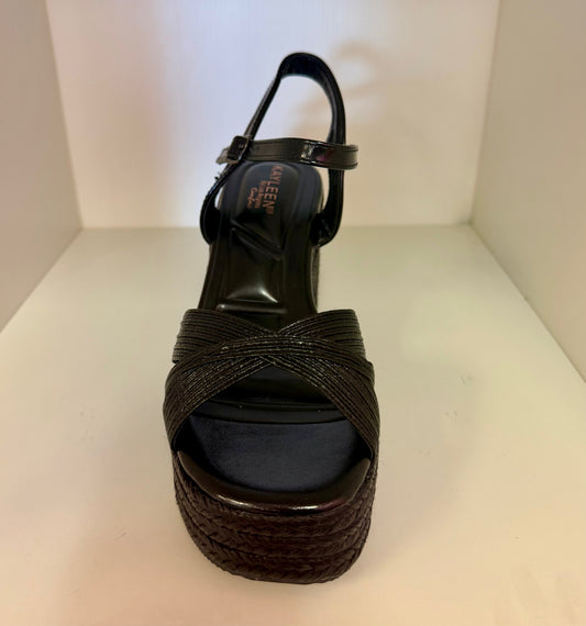 SAMMY-1 BLACK ESPADRILLE WEDGE SANDAL