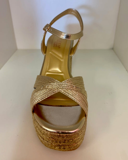 SAMMY-1 GOLD ESPADRILLE WEDGE SANDAL