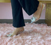 NANCY Clear Silver Pointy Toe Brooch Kitten Heel