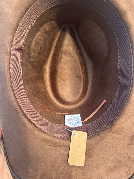 STEER FAUX SUEDE COWBOY HAT BROWN