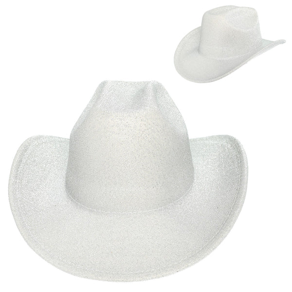 JESSIE Shiny Cowboy Hat White
-faux suede cowboy hat in off white -matching off white braided band with buckle detail -interior ribbon inside hat to customize size -stiff, sturdy structure