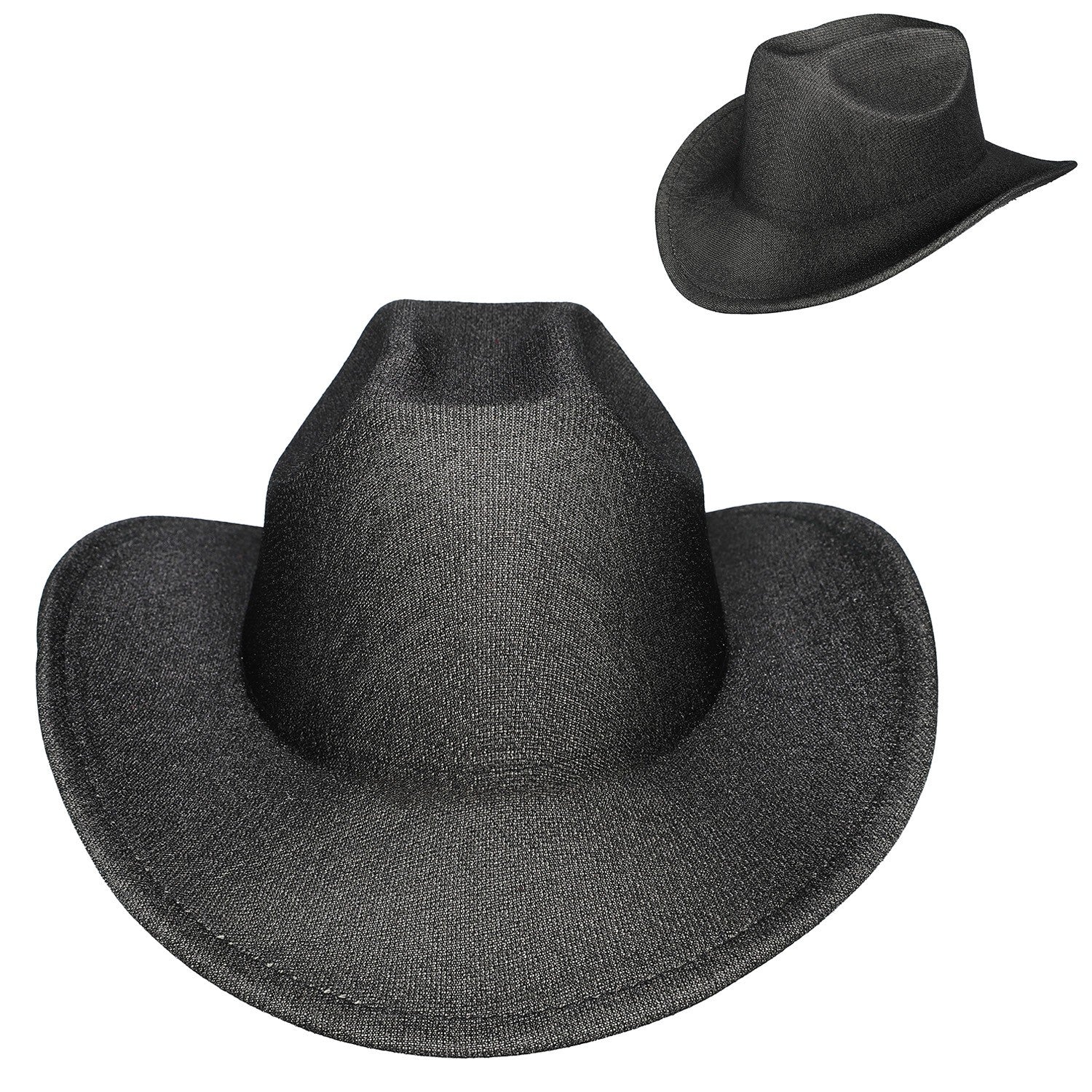 Jessie Shiny Cowboy Hat Black
-faux suede cowboy hat in off white -matching off white braided band with buckle detail -interior ribbon inside hat to customize size -stiff, sturdy structure