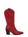 KASEY/2025
- Red Vegan Leather
- Mid-Calf Cowboy Boot
- Western Styling with Stitching Detail
- Pointy Toe
- Cone Block Heel, Approx. 3"