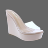 Liliana RHONA-2 nude
- Clear Vamp Band
- Peep Toe
-Nude Faux Patent Platform Wedge Heel, Approx. 5"
- Also Available in Cork