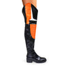 NORRIS-1 Orange/Black Faux Leather Over Knee Moto Boot - Motorcycle Styling Detail