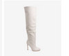RONNIE Cream Off White Faux Leather Thigh High Boot - Half Zipper Closure