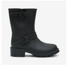SENORITA Black Rain Boot Ankle Boot - Buckle Strap Detail