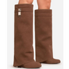 I AM THE ONE/2024 Brown Faux Suede Sleeve Boot Knee High