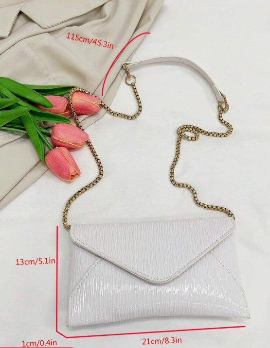 JADA WHITE TEXTURED FAUX LEATHER CLUTCH