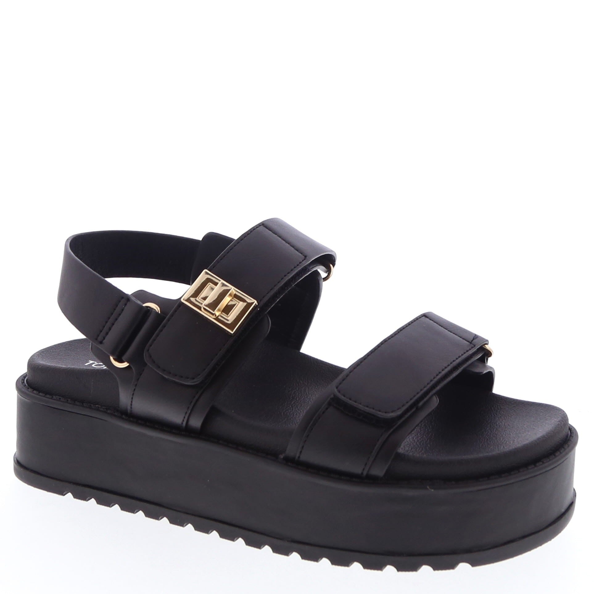 Top Moda TRACI-1 Black
- Black Double Strap Sandal
- Open Toe
- Buckle Detail
- Slingback
- Flatform Sole, Approx. 2