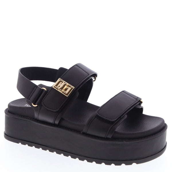 Top Moda TRACI-1 Black
- Black Double Strap Sandal
- Open Toe
- Buckle Detail
- Slingback
- Flatform Sole, Approx. 2"