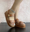 Top Moda TRACI-1 Tan
- Tan Double Strap Sandal
- Open Toe
- Buckle Detail
- Slingback
- Flatform Sole, Approx. 2"