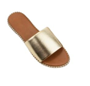 MICAH-1N GOLD FLAT SLIDE WITH METALLIC STUD DETAIL