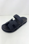 Wild Diva AILEEN-10B Black
- Black Raffia Sandal
- Open Toe
- Cutout Vamp Detail
- Slip-On Slide
- Flatform Sole, Approx. 1"
- Whole Sizes Only