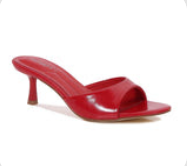 CATH AG26 RED FAUX LEATHER SLIP ON MULE OPEN TOE KITTEN HEEL