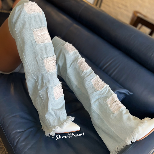 CUBININ White/Denim - ShoeNami