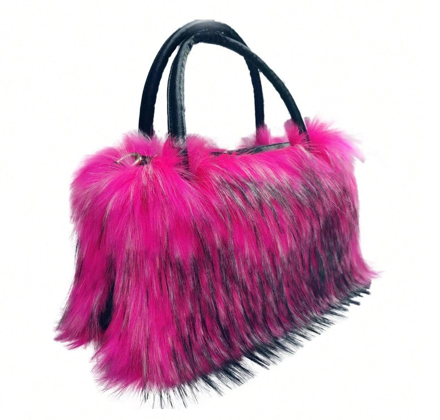 GEORGIA FAUX FUR SHOULDER BAG HOT PINK – ShoeNami