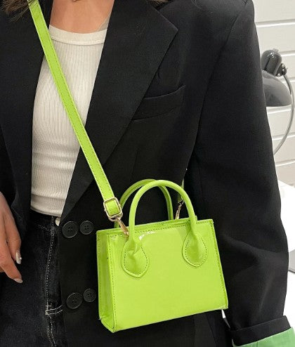 JOELLE LIME GREEN PATENT SQUARE PURSE