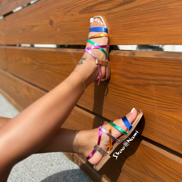 HINT-34 Rose Gold Blue Multi Metallic - ShoeNami