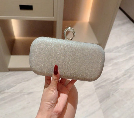 KIARA SILVER RHINESTONE CLUTCH