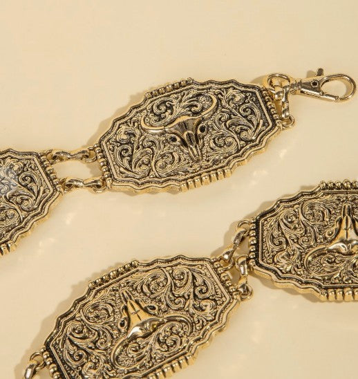 LORETTA GOLD CONCHO CHAIN WESTERN BELT