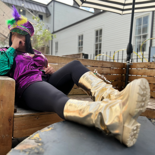 BUTTON DOWN MARDI GRAS TOP - ShoeNami
