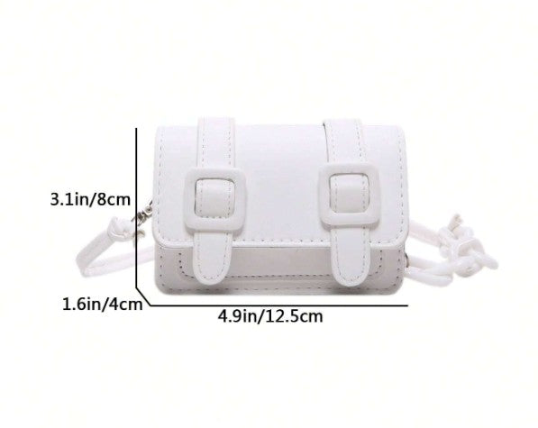 TRINA WHITE MINI BAG WITH DOUBLE BUCKLE DESIGN AND CROSS BODY STRAP