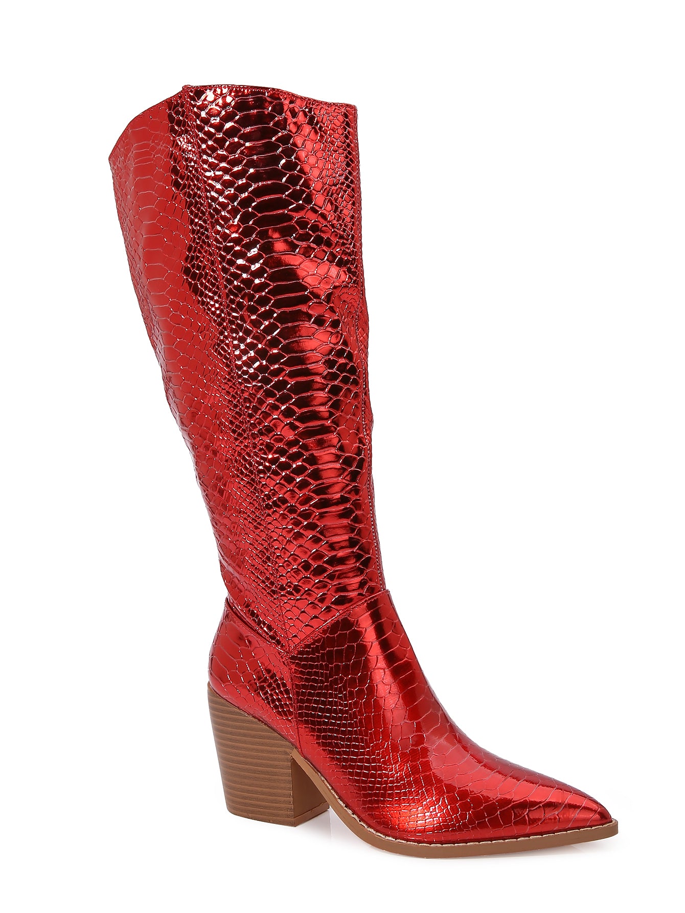 LILIBETH Red Metallic Cowboy Boot