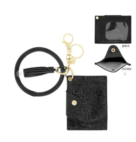 MARIAH BLACK RHINESTONE WALLET WRISTLET