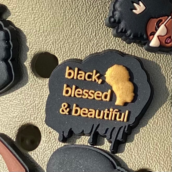 SHOE CHARMS - BLACK BLESSED & BEAUTIFUL - ShoeNami