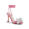 DELANA-1 pink
- Pink Satin
- Square Open Toe
- Rhinestone Bow Vamp Detail
- Wrap Around Tie Up Ankle Straps
- Stiletto Heel, Approx. 3"
- Also Available in Black, Off-White, Silver, Green