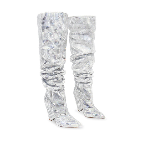 Liliana NANO-1 Silver
- Silver Rhinestone Encrusted Boots
- Over the Knee Thigh High Slouch Boots
- Pointy Toe
- Tapered Cone Heel, Approx. 4"
- Also Available in Nude, Pink, Black