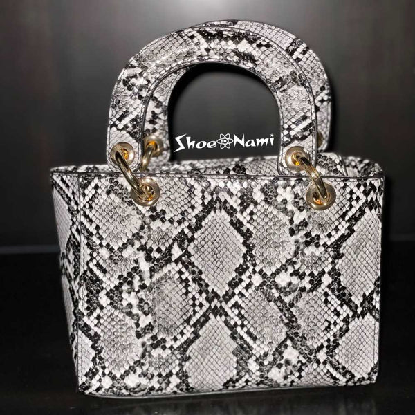 COBRA BAG/HPC3967 Black/White Snake Print - ShoeNami