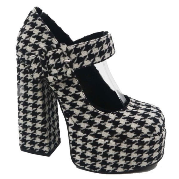 CRANE-09 Black Houndstooth - ShoeNami
