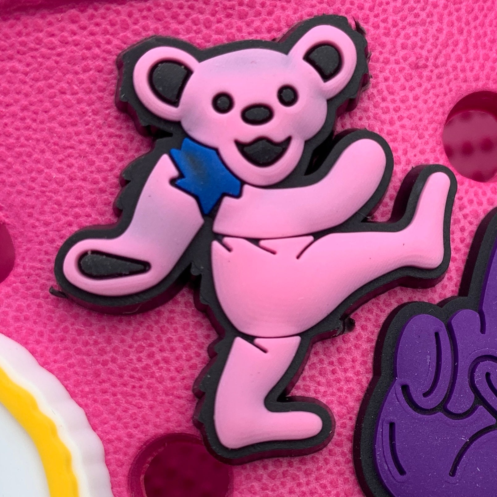 SHOE CHARMS PINK GRATEFUL DEAD DANCING BEAR
