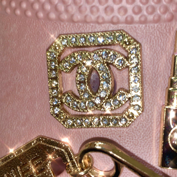 METAL SHOE CHARMS - CLEAR SQUARE DOUBLE C - ShoeNami