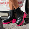 WeeBoo CITY-10 Hot Pink
- Black Faux Leather
- Pull-On Chelsea Ankle Bootie
- Elastic Insets
- Chunky Hot Pink Grooved Lug Sole & Heel, Approx. 2"
- Also Available in Lilac, Orange, Red