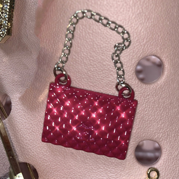 METAL SHOE CHARM - FUCHSIA QUILTED BAG - ShoeNami