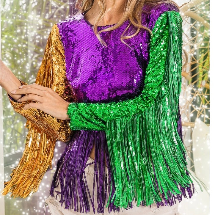 FRINGE SEQUIN TOP - ShoeNami
