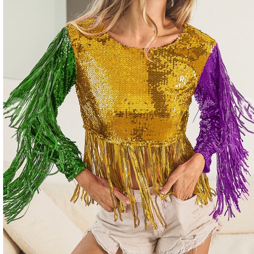 FRINGE SEQUIN TOP - ShoeNami
