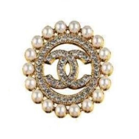 CHAIN SHOE CHARMS EXTRA LARGE - PEARL BLING CIRCLE DOUBLE C - ShoeNami