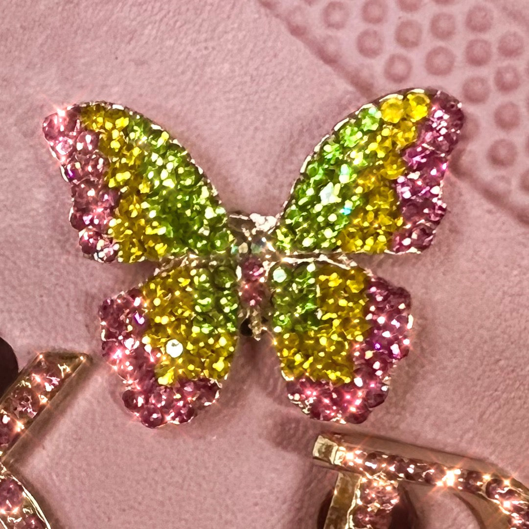 METAL SHOE CHARMS - CRYSTAL MULTI BUTTERFLY - ShoeNami