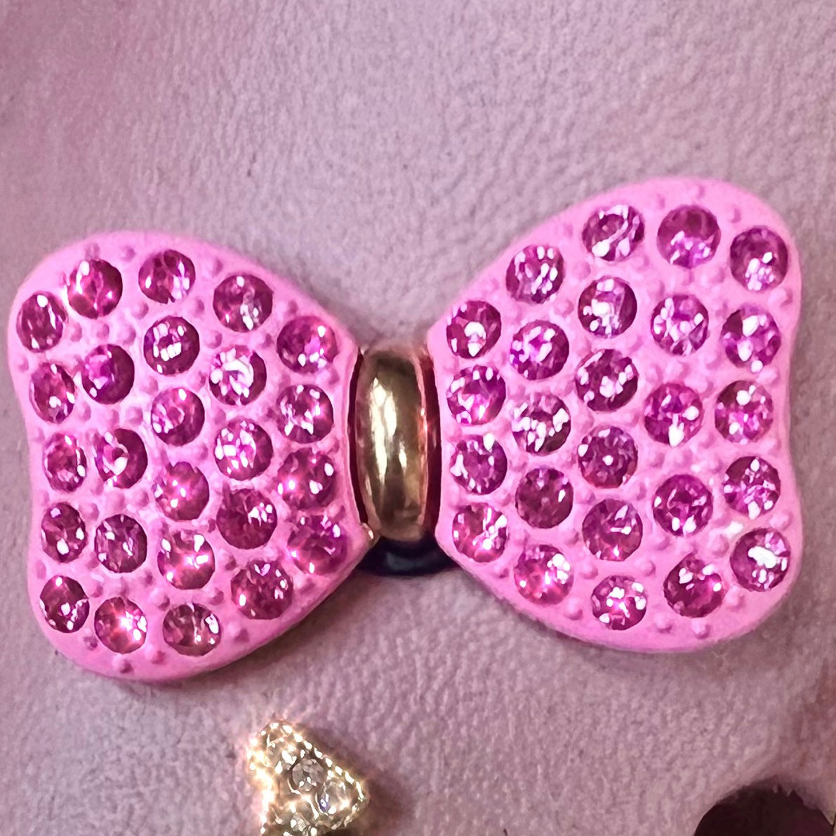 METAL SHOE CHARMS - PINK CRYSTAL BOW - ShoeNami